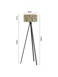 Stehlampe Royal Tunbridge Wells in Hellbraun Schwarz (H)140cm (B)40cm (T)40cm