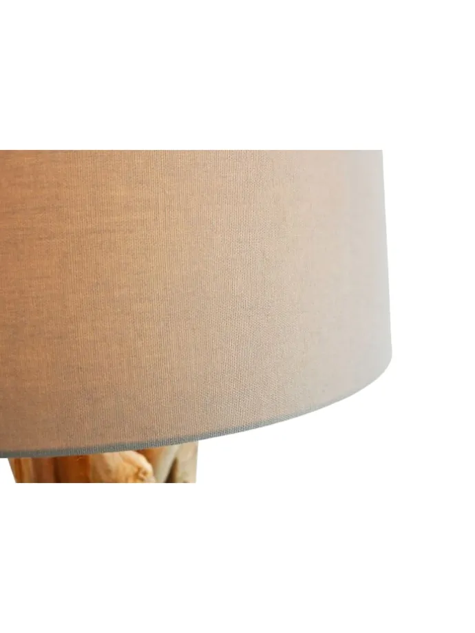 Stehleuchte 145 cm aus Treibholz handgefertigt mit Leinenschirm in Weiß