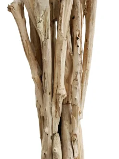 Stehleuchte 145 cm aus Treibholz handgefertigt mit Leinenschirm in Weiß