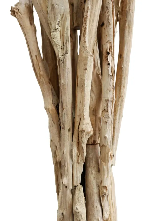 Stehleuchte 145 cm aus Treibholz handgefertigt mit Leinenschirm in Weiß