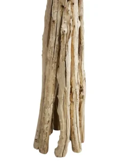 Stehleuchte 145 cm aus Treibholz handgefertigt mit Leinenschirm in Weiß