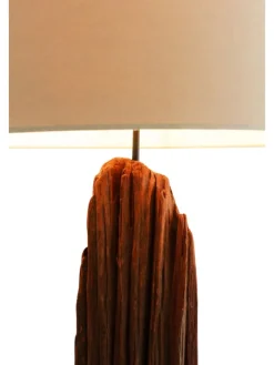 Stehleuchte 175 cm handgefertigt aus Treibholz Natur mit Leinenschirm in Weiß