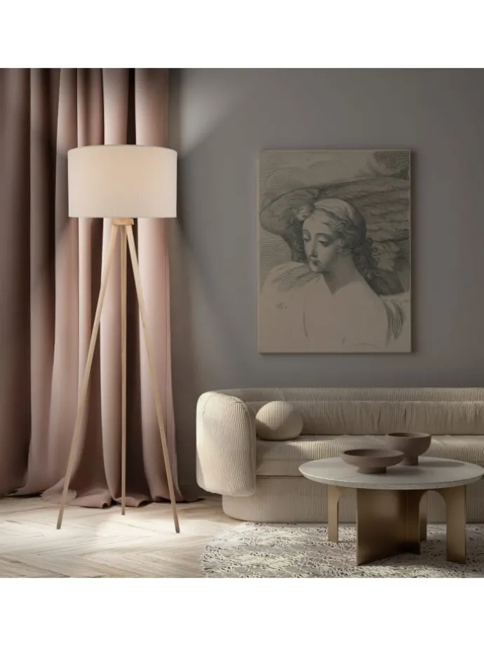 Stehleuchte "ARDITA" in beige - (L)61.6 cm x (B)61.6 cm x (H)152 cm