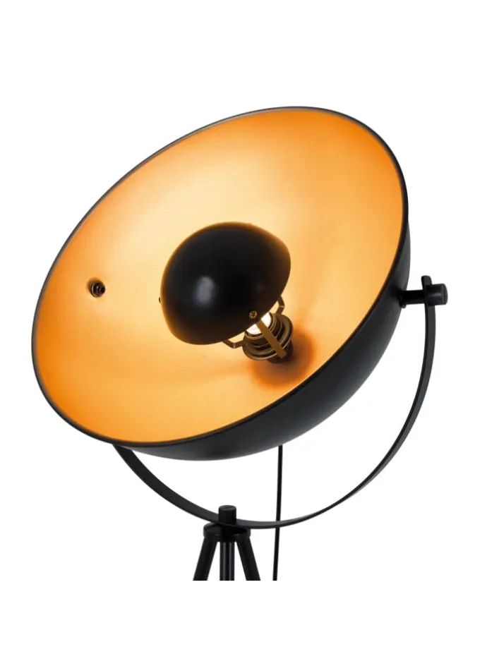 Stehleuchte "BERNICE" in schwarz-gold - (L)55 cm x (B)55 cm x (H)153 cm