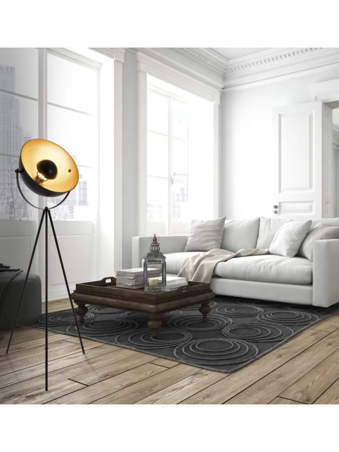 Stehleuchte "BERNICE" in schwarz-gold - (L)55 cm x (B)55 cm x (H)153 cm