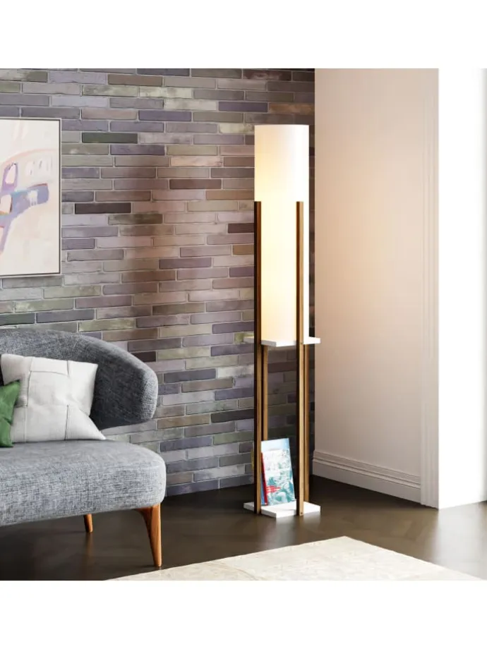 Stehleuchte Gisborne in Braun Weiß (H)146cm (B)25cm (T)25cm