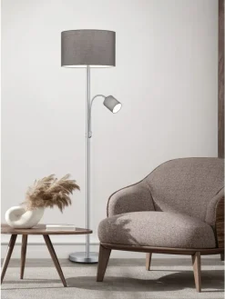 Stehleuchte HOTEL in Nickel matt / grau