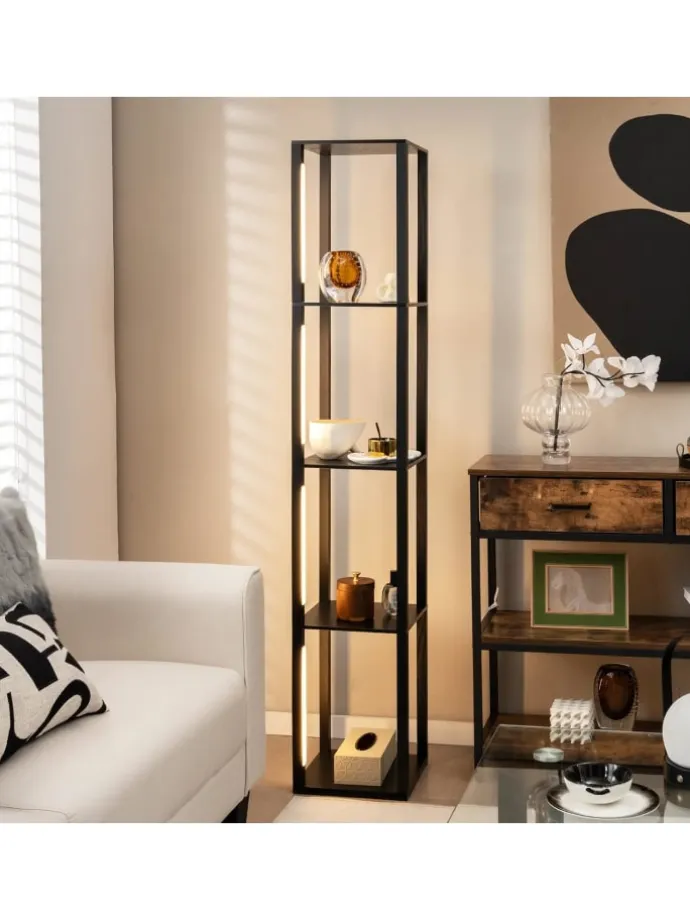 Stehleuchte Regal in Schwarz