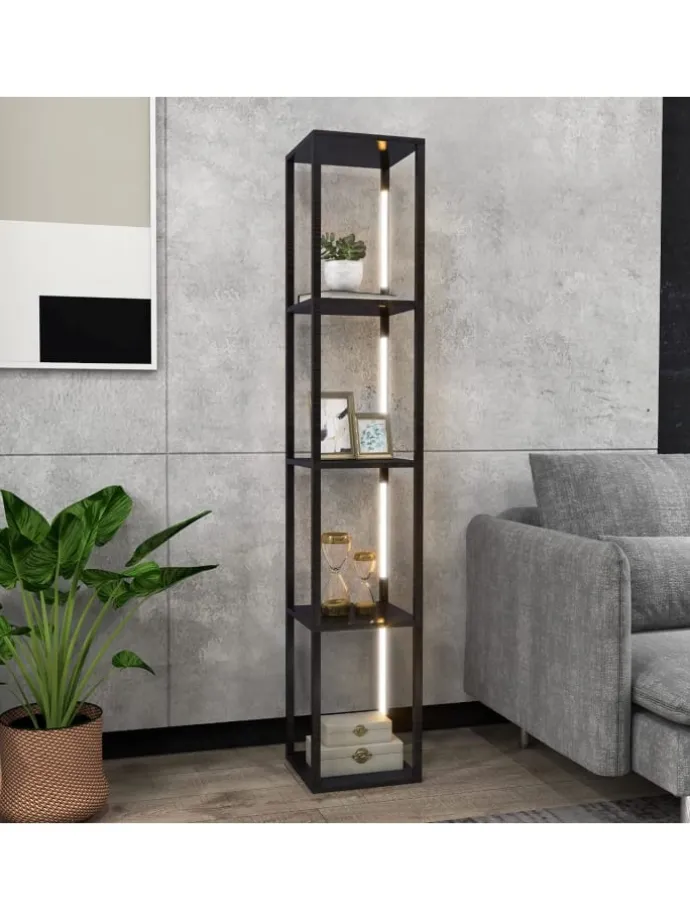 Stehleuchte Regal in Schwarz