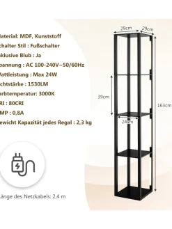 Stehleuchte Regal in Schwarz