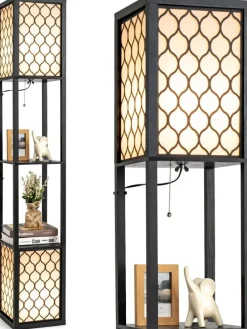 Stehleuchte Regal in Schwarz