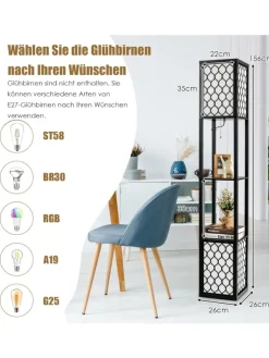 Stehleuchte Regal in Schwarz