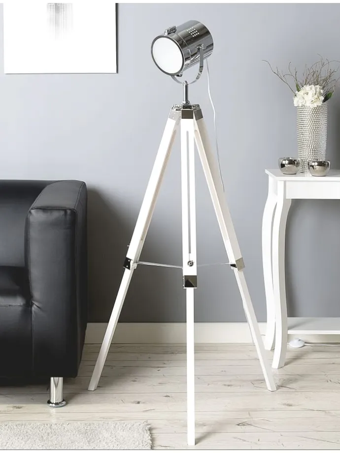 Stehleuchten ALZETTE in Weiß/Silber - (W) 70 x (H) 143 x (L) 70 cm