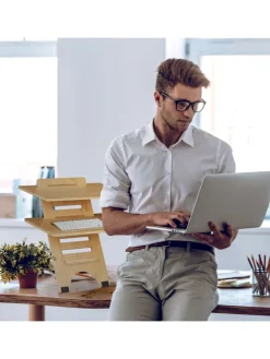 Stehschreibtisch Aufsatz in Natur - (B)60 x (H)61 x (T)61 cm