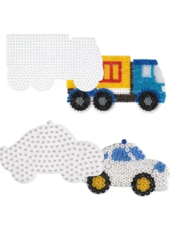 Stiftplatten-Set Fahrzeuge, weiß für Midi-Bügelperlen - ab 5 Jahren