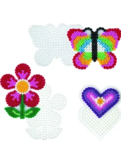 Stiftplatten-Set Frühling, weiß für Midi-Bügelperlen - ab 5 Jahren