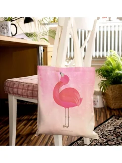 Stofftragetasche Flamingo Stolz ohne Spruch in Aquarell Pink