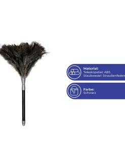 Straußenfederstaubwedel in Schwarz - (H)81 x Ø 20 cm