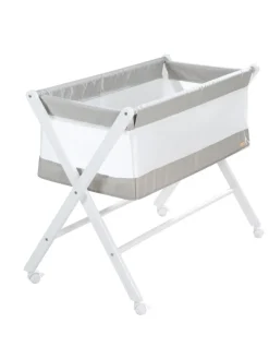 Stubenbett klappbar mit Rollen & Matratze, Canvas, 90 x 40 cm - Weiß-Grau