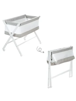 Stubenbett klappbar mit Rollen & Matratze, Canvas, 90 x 40 cm - Weiß-Grau