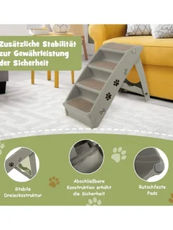 4-stufig Haustiertreppe in Grau