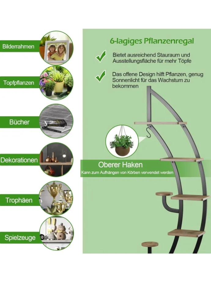 6-stufiger Pflanzenständer in Braun