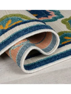 Superweicher Floral Outdoor-Teppich in Blau