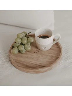 Tablett "Herz" in Hellbraun - Ø 16 cm