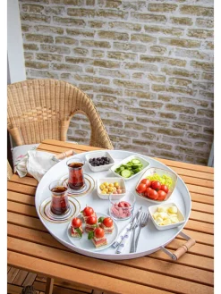 Tablett in Weiß - Ø 51 cm