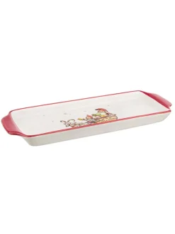 Tablett in Weiß/ Rot - (B)40 x (H)3,2 x (T)15 cm