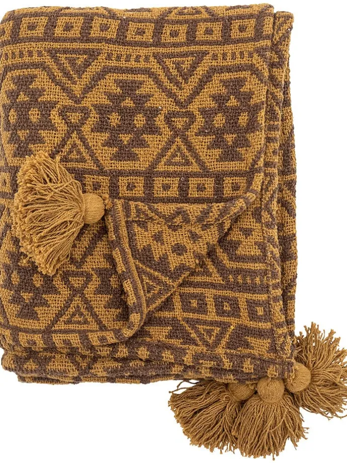 Tagesdecke ''Lyla'' in Hellbraun/ Schwarz - (L)150 x (B)130 cm