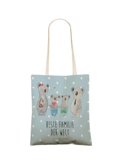 Tasche Koala Familie zwei mit Spruch in Blau Pastell