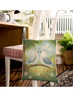 Tasche Turteltauben Liebe Design ohne Spruch in Weiß