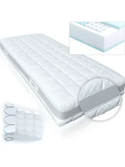 Taschenfederkernmatratze Hamburg in Weiß, Härtegrad 2