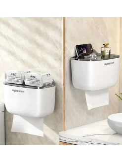 Taschentuchbox in Weiß/ Grau - (B)23 x (H)16,5 x (T)14 cm