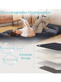 Tatami-Matte Bodenmatratze 90 x 200 cm in Schwarz