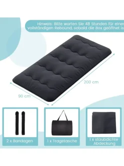 Tatami-Matte Bodenmatratze 90 x 200 cm in Schwarz