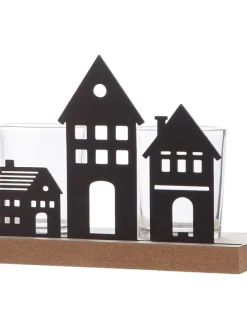 Teelichthalter "Haus" in Schwarz