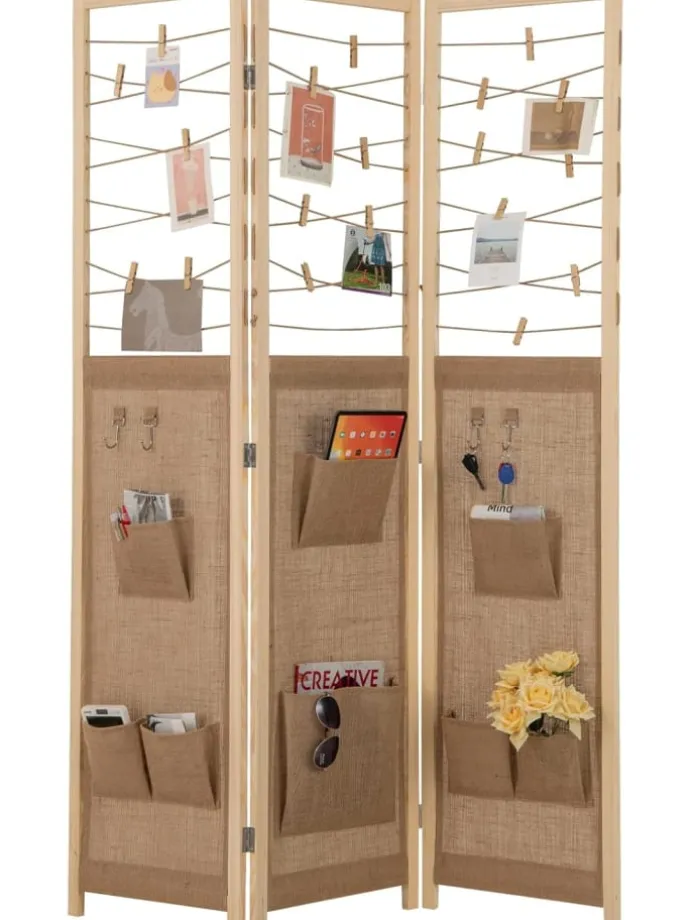 3-teilig Raumteiler 120 × 170 cm in Hellbraun