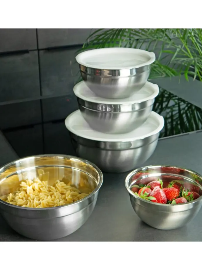 5-teiliges Salatschüssel Rührschüssel Set in Silber