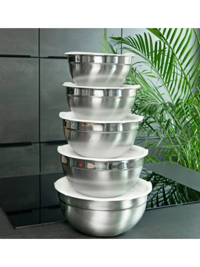 5-teiliges Salatschüssel Rührschüssel Set in Silber