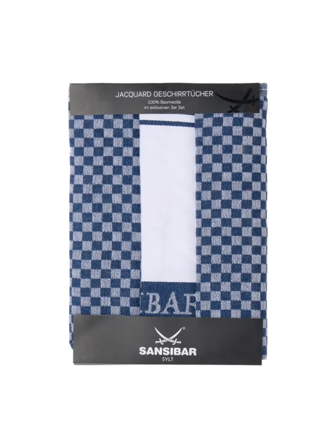 3-teiliges Set: Geschirrtuch Set in Blau