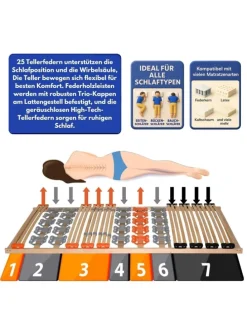 Teiltellerlattenrost KombiFlex starr oder verstellbar in Natur