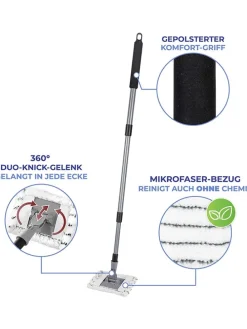 Teleskop-Fliesenwischer in Schwarz/ Silber