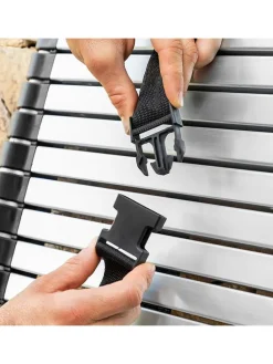 Teleskopleiter in Silber/ Schwarz - (L)9 x (B)48 x (H)320 cm