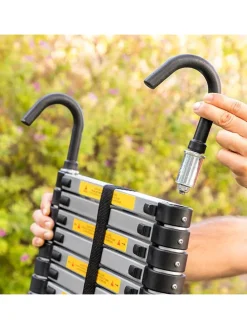 Teleskopleiter in Silber/ Schwarz - (L)9 x (B)48 x (H)320 cm