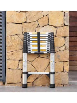 Teleskopleiter in Silber/ Schwarz - (L)9 x (B)48 x (H)320 cm