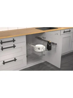 Teleskopschublade in Chrom - (B)45 x (H)14 x (T)41 cm