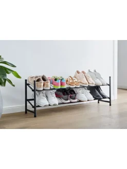 Teleskop-Schuhregal "Loft" in Schwarz- (B)62 -116 x (H)36 x (T)23 cm