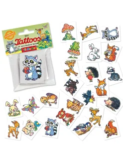 Temporäre Mini-Tattoos "Waldtiere" in Bunt - ab 3 Jahren